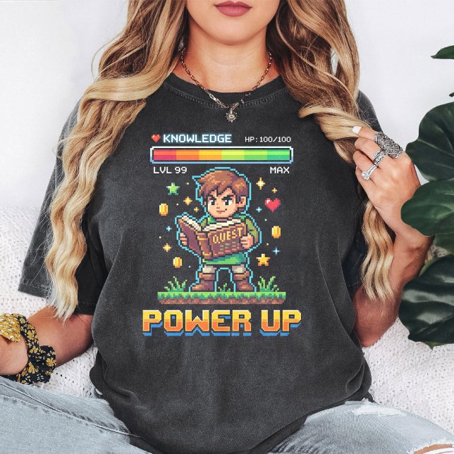 Retro Pixel Art Gamer Power Up T-Shirt (Creator Uploaded)