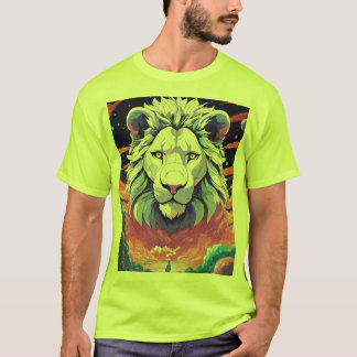 Retro Pixel Art Geometric Lion T-Shirt Design