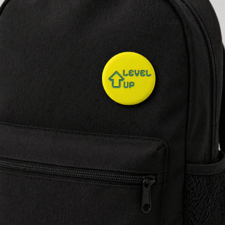 Retro Pixel Art Level Up Pin Button