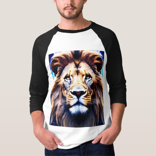 "Retro Pixel Art Lion T-Shirt – Geometric Gaming  (Front)