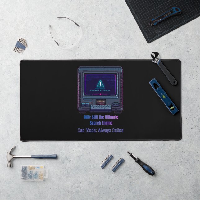 Retro Pixel Art Tech Dad Personalised Gift Desk Mat (Workstation)