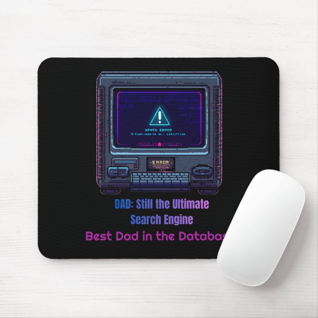 Retro Pixel Art Tech Dad Personalised Gift Mouse Pad (With Mouse)