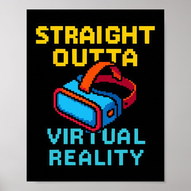 Retro Pixel Art Virtual Reality Graphic For A Vr G Poster (Front)