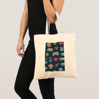 Retro Pixel Gamer Icons 8-Bit Style Game  Tote Bag
