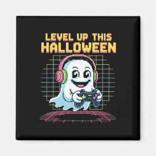 Retro Pixel Ghost Gamer Halloween Cute Spooky Gami Magnet