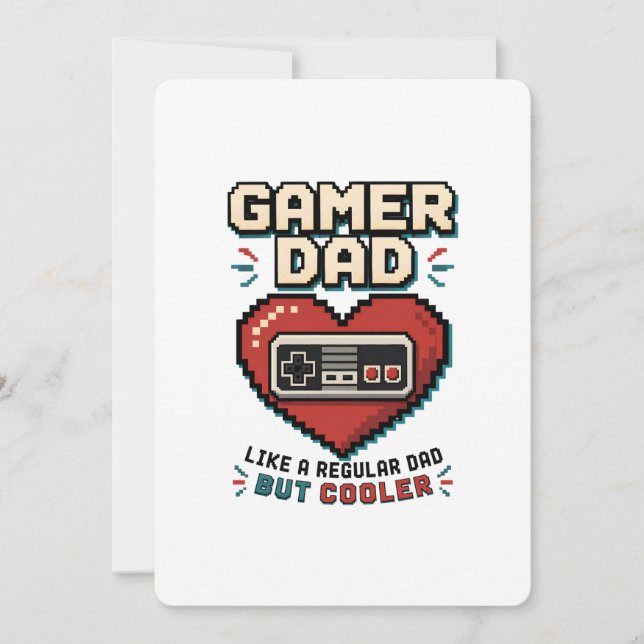 Retro Pixel Heart Controller Gamer Dad Invitation (Front)