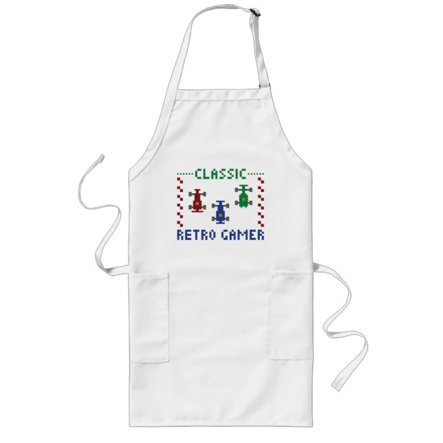 Retro Pixel Race Long Apron (Front)