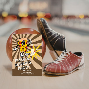 Retro Pizza and Bowling Birthday Invitation