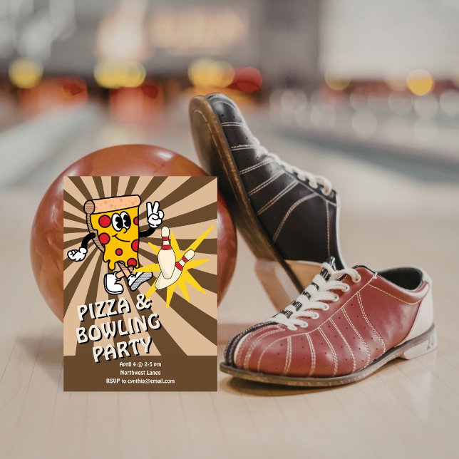 Retro Pizza and Bowling Birthday Invitation (Creator Uploaded)