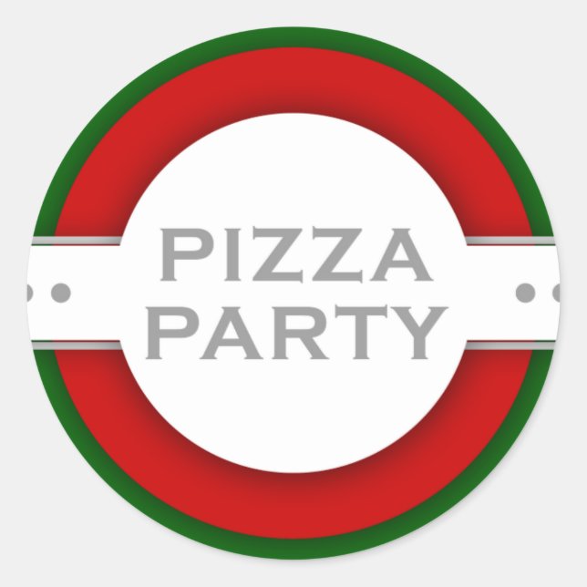 retro PIZZA party Classic Round Sticker (Front)