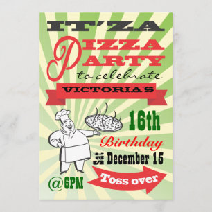 Retro Pizza Party Invitation