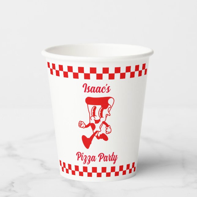 Retro Pizza Party Paper Cup (Front)