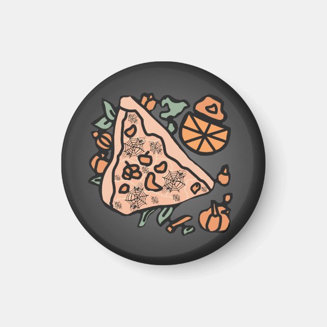 Retro Pizza with a Pumpkin Twist Magnet (Front)