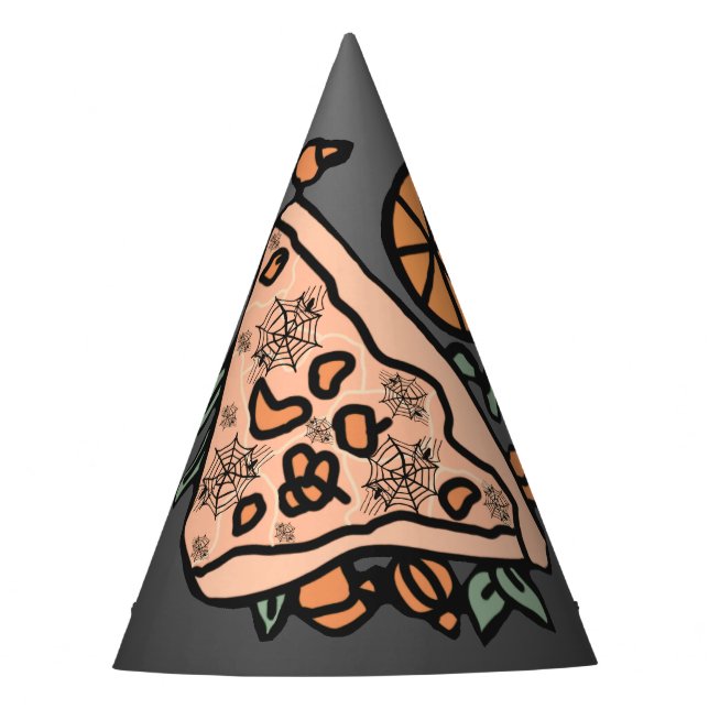 Retro Pizza with a Pumpkin Twist Party Hat (Front)