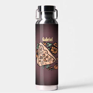 Retro Pizza with a Pumpkin Twist Water Bottle