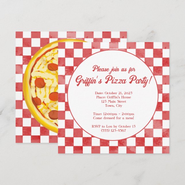 Retro Pizzeria Pizza Party Italian Birthday Party Invitation (Front/Back)