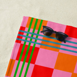 Retro Plaid  Beach Towel