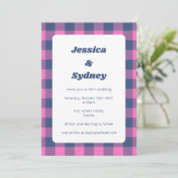 Retro Plaid Chequered Purple and Navy Blue Wedding