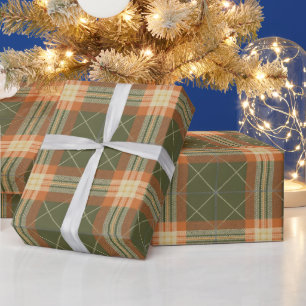 Retro Plaid Mid-Century Holiday Wrapping Paper