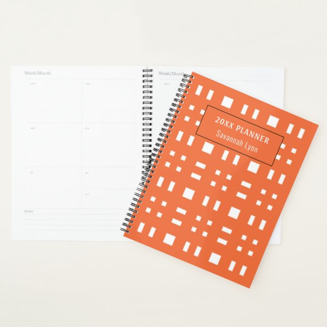 Retro Plaid Orange and White Planner (Display)