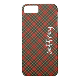 Retro Plaid Red Black Personalised Name Case-Mate iPhone Case