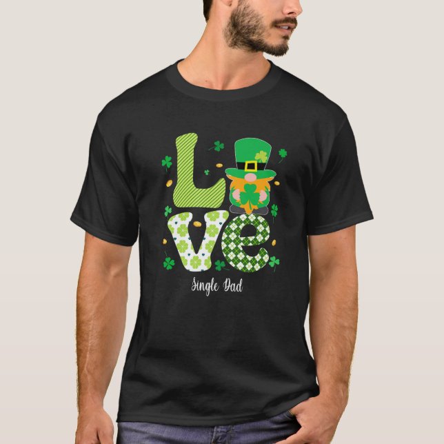 Retro Plaid Shamrock Love Single Dad Shamrock St P T-Shirt (Front)