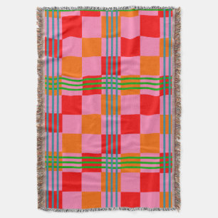 Retro Plaid Throw Blanket