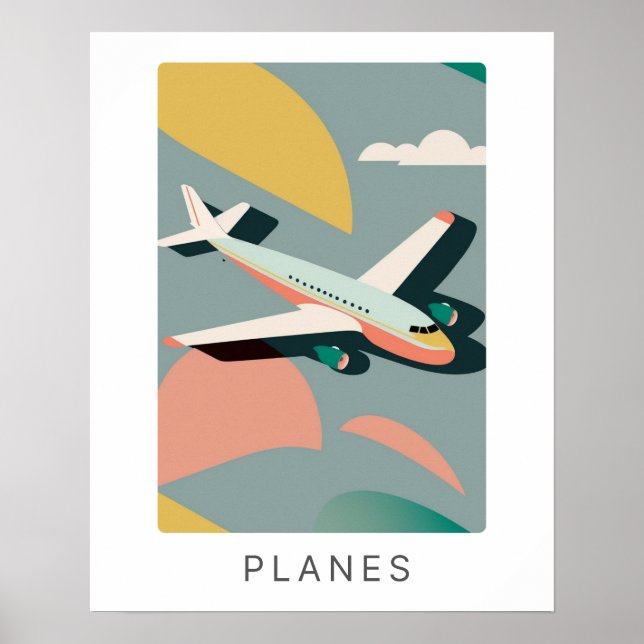 Retro plane print in pastel | Transportation 2 (Front)