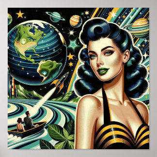 Retro Planet Pin-Up Poster