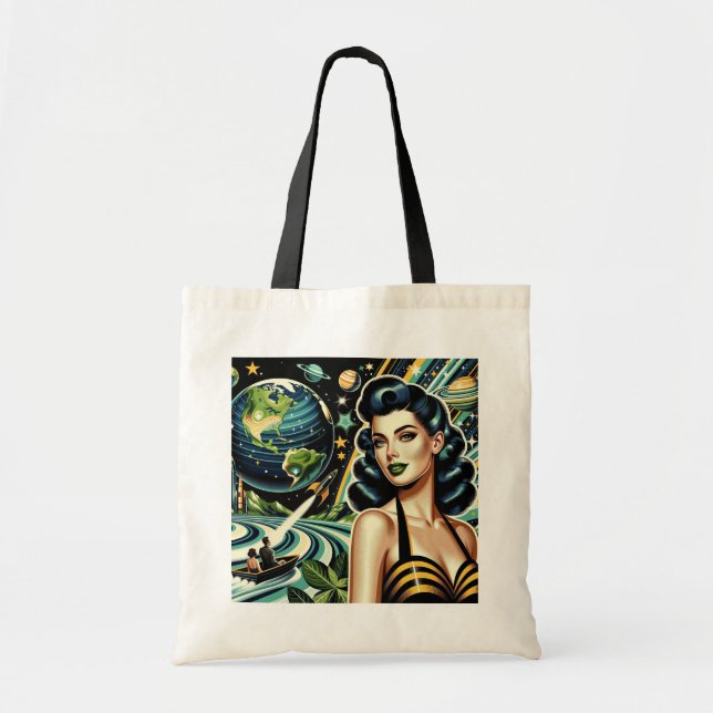 Retro Planet Pin-Up Tote Bag (Front)