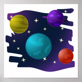 Retro Planets Poster