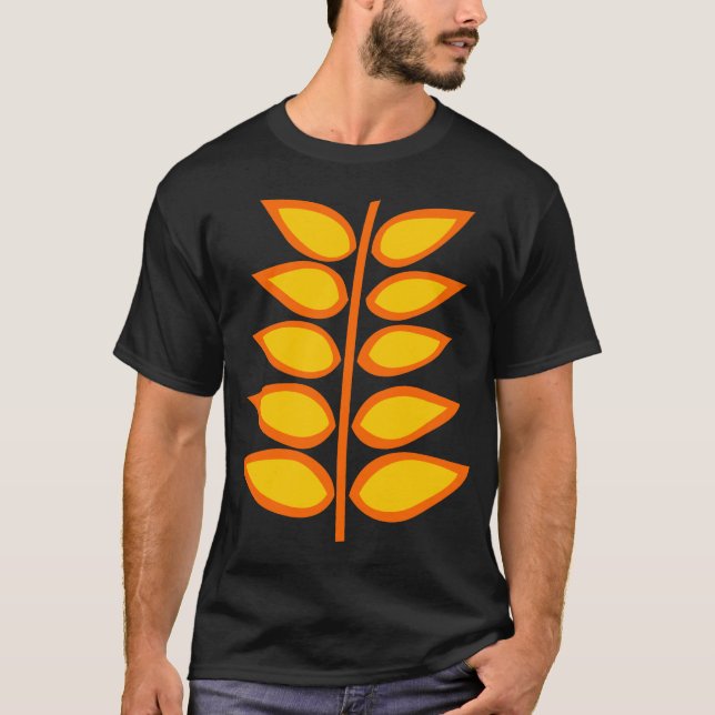 Retro Plant - Amber and Orange T-Shirt (Front)