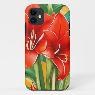 Retro Plant Pop Art Amaryllis Case-Mate iPhone Case