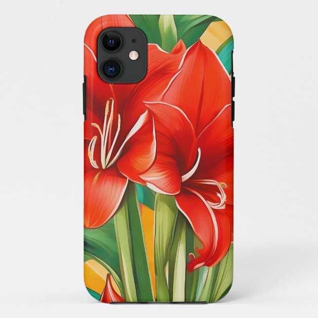 Retro Plant Pop Art Amaryllis Case-Mate iPhone Case (Back)