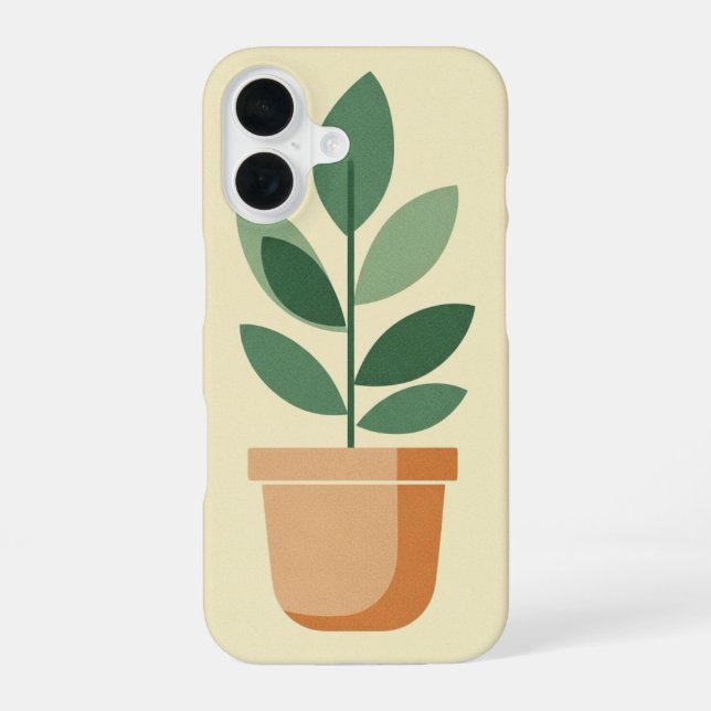 Retro Plant Pot iPhone 16 Case (Back)