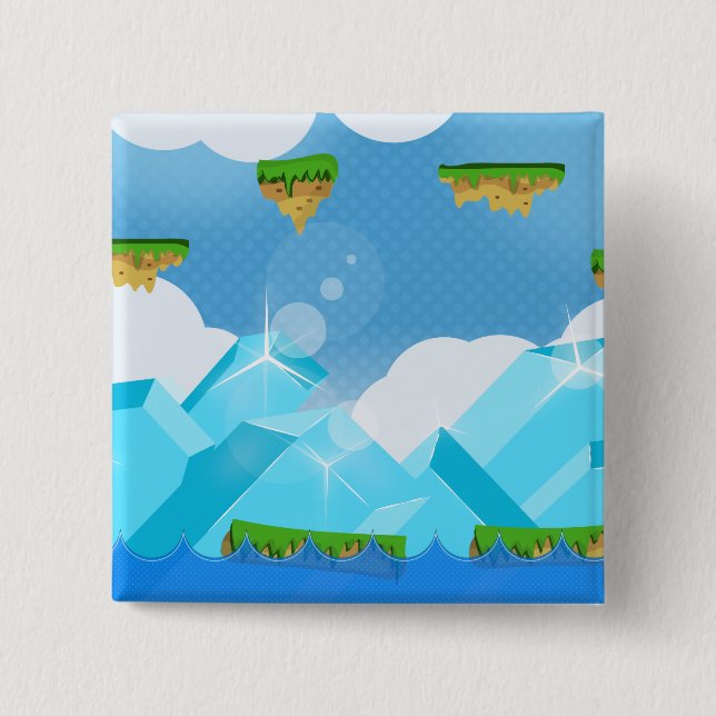 Retro Platform Game 15 Cm Square Badge (Front)