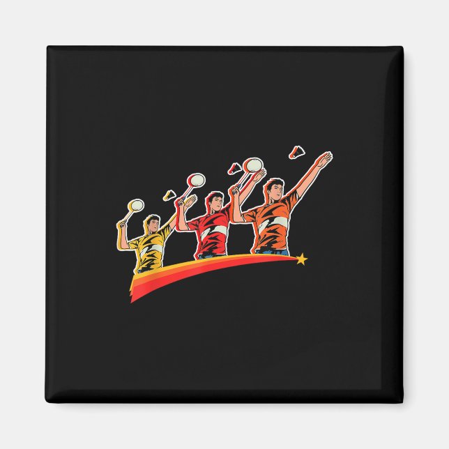 Retro Play Badminton Sport Player Shuttle  Magnet (Front)