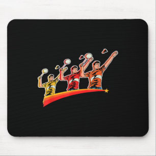 Retro Play Badminton Sport Player Shuttle Mouse Pad