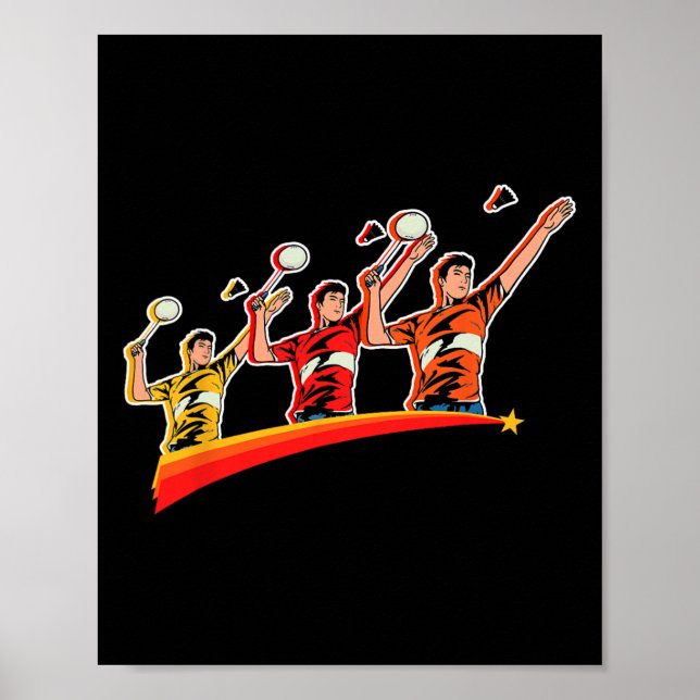 Retro Play Badminton Sport Player Shuttle  Poster (Front)