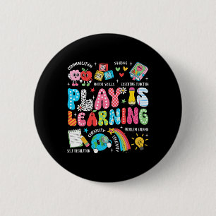 Retro Play Is Learning Kindergarten Teacher Team W 6 Cm Round Badge