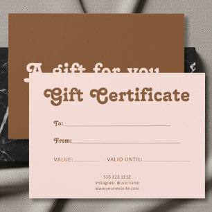 Retro Playful Minimalist Pink Brown Certificate