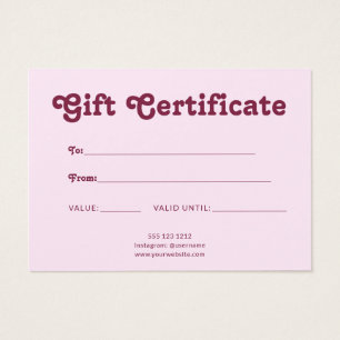 Retro Playful Minimalist Pink Certificate