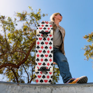 Retro Playing Card Symbols Pattern Skateboard