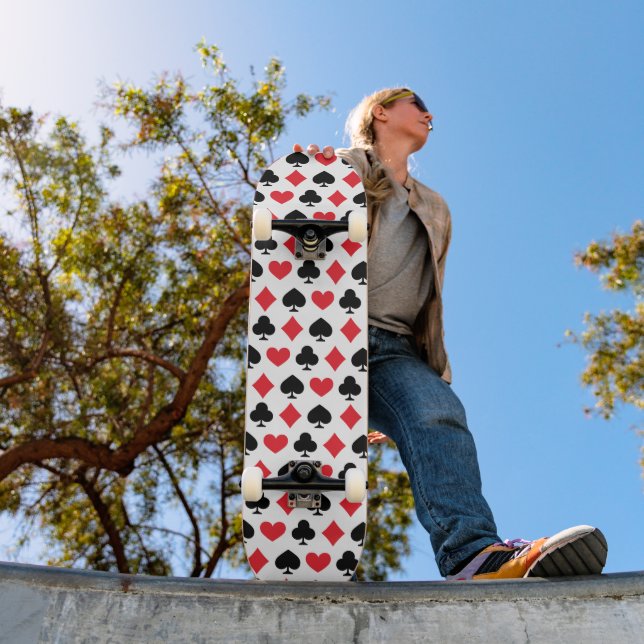 Retro Playing Card Symbols Pattern Skateboard (Outdoor 1)