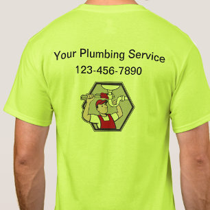 Retro Plumbing Service Business Logo Work Shirts