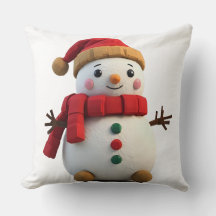 Retro Plush Snowman With Scarf Christmas