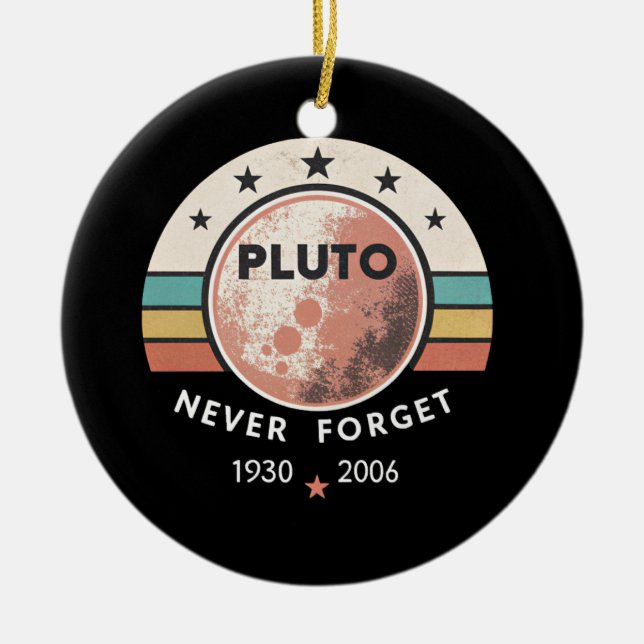 retro pluto never forget ceramic tree decoration (Front)