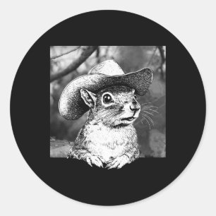 Retro P'nut The Squirrel Animal Lover Cute Cowboy  Classic Round Sticker