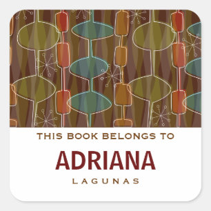 Retro Pod Square Bookplates Square Sticker