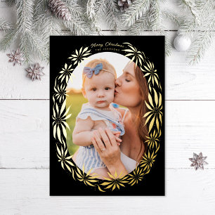 Retro Poinsettia Oval Frame Photo